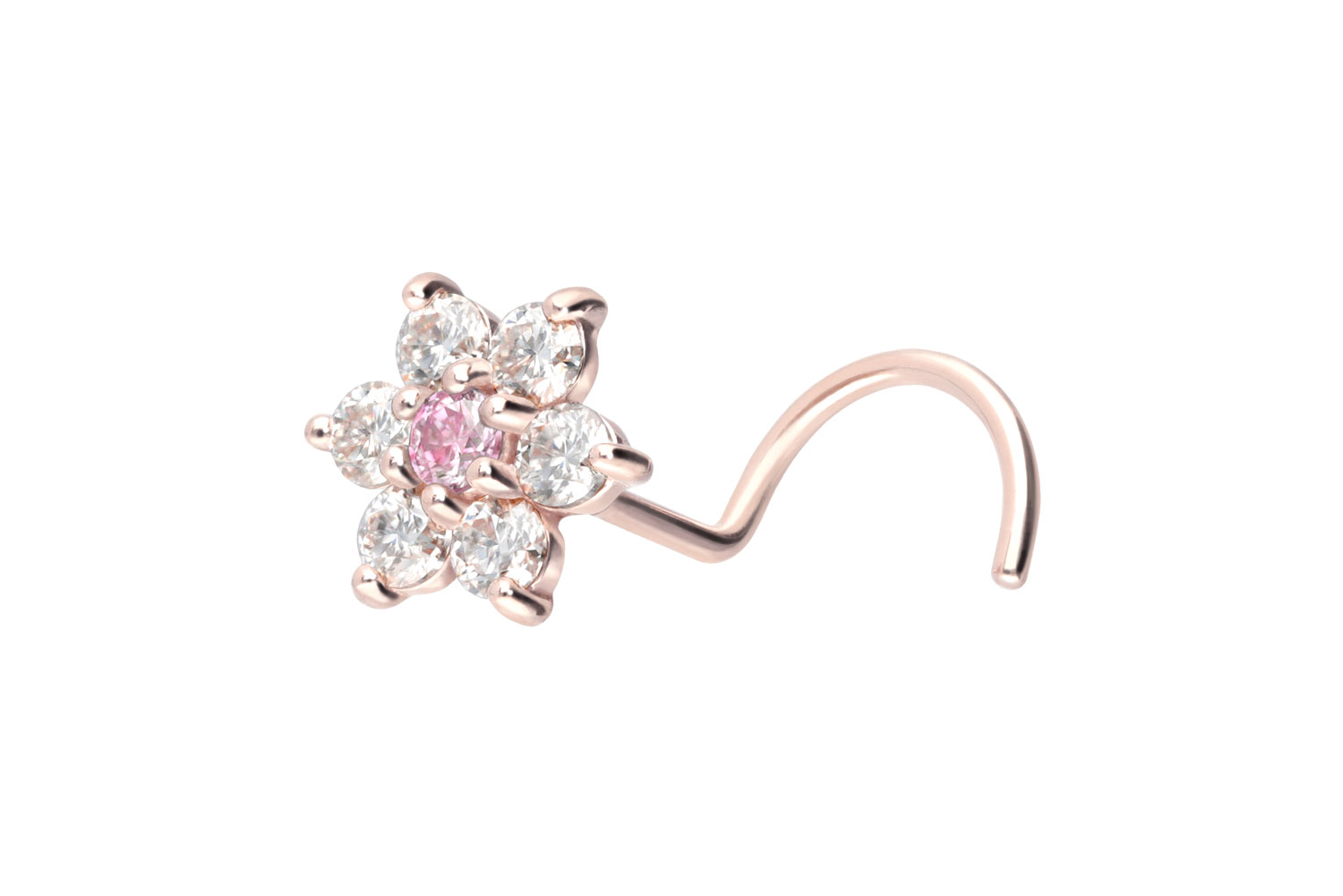 14/18 Karat Gold Nasenstecker Nasenpiercing Spirale MOISSANIT-BLUME